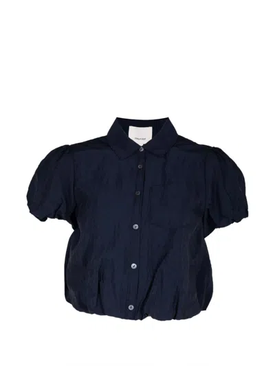 Cinq À Sept Allinae Puff-sleeve Button-down Shirt In Blue