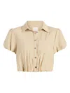Cinq À Sept Allinae Button Up Crop Top In Neutrals