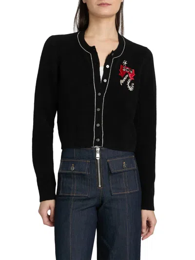 Cinq À Sept Allura Button Front Cardigan In Black