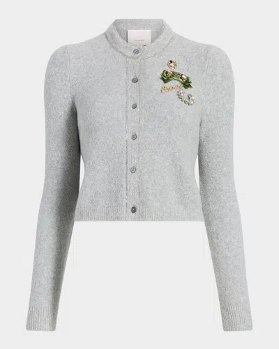 CINQ À SEPT ALLURA EMBROIDERED CROPPED CARDIGAN