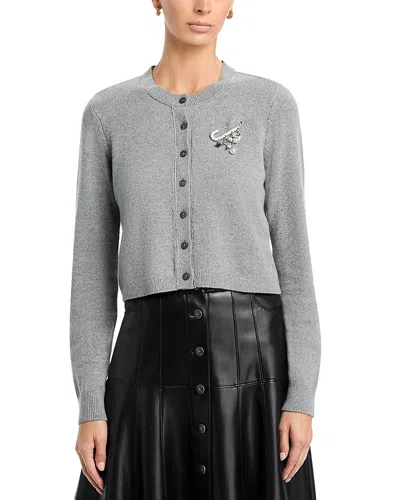 Cinq À Sept Cinq A Sept Allura Rhinestone Pin Cardigan In Gray