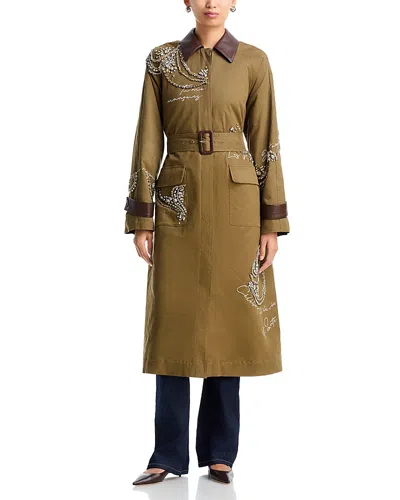Cinq À Sept Cinq A Sept Almina Cotton Blend Embellished Coat In Brown