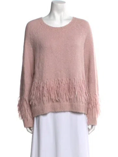 Pre-owned Cinq À Sept Alpaca Scoop Neck Sweater In Pink