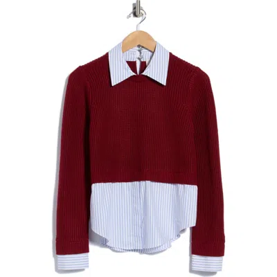 Cinq À Sept Amadea Wool Blend Prestyled Pullover Sweater In Burgundy