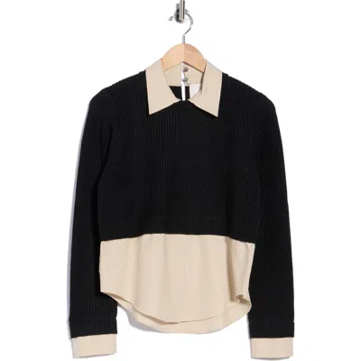 Cinq À Sept Amadea Wool Blend Prestyled Pullover Sweater In Black