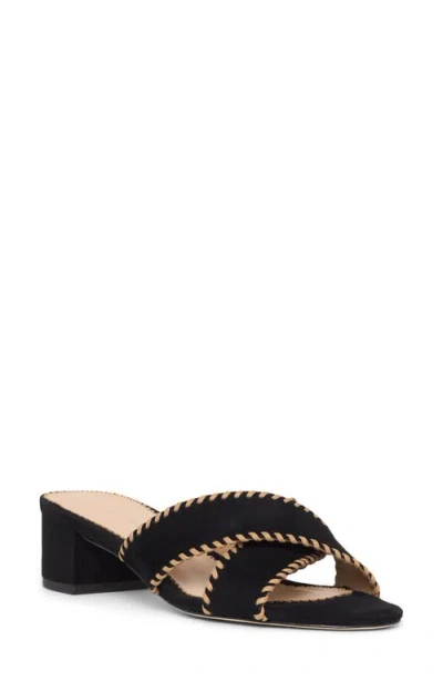 Cinq À Sept Amanda Crisscross Suede Slide Sandal In Black