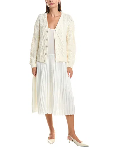 Cinq À Sept Amandine Cardigan Wool-blend Maxi Dress In White