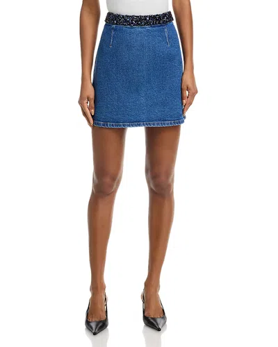 Cinq À Sept Cinq A Sept Amara Rhinestone Denim Skirt In Blue