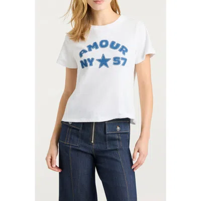 Cinq À Sept Amour 57 Appliqué Cotton Shrunken Tee In White