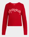 CINQ À SEPT AMOUR EMBROIDERED CREWNECK SWEATER