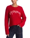 Cinq À Sept Amour Embroidered Crewneck Sweater In Red Currant/pink Quartz