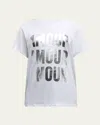 Cinq À Sept Amour Foiled Print Short-sleeve Cotton Tee In Whitesilver