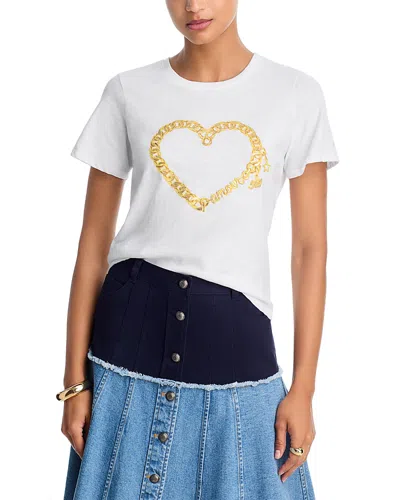 Cinq À Sept Cinq A Sept Amour Heart Chain Shrunken Tee In White