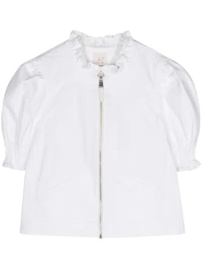 Cinq À Sept Anabella Short-sleeve Zip-front Jacket In White