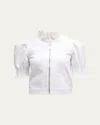 Cinq À Sept Anabella Short-sleeve Zip-front Jacket In White