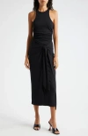 Cinq À Sept Andie Sleeveless Wrap-skirt Midi Dress In Black