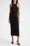 Cinq À Sept Andie Sleeveless Wrap-skirt Midi Dress In Black