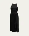 Cinq À Sept Andie Sleeveless Wrap-skirt Midi Dress In Black