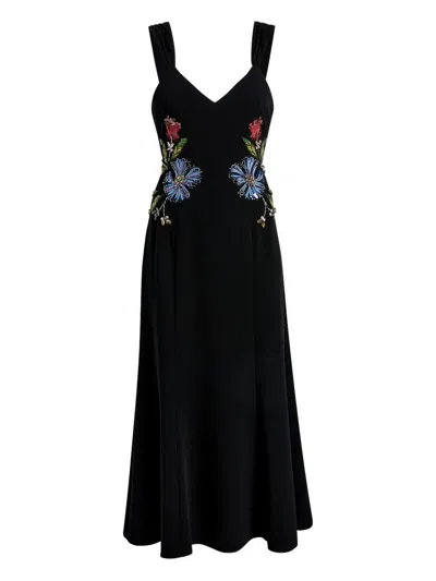 Cinq À Sept Andre Floral-mixed Midi Dress In Black