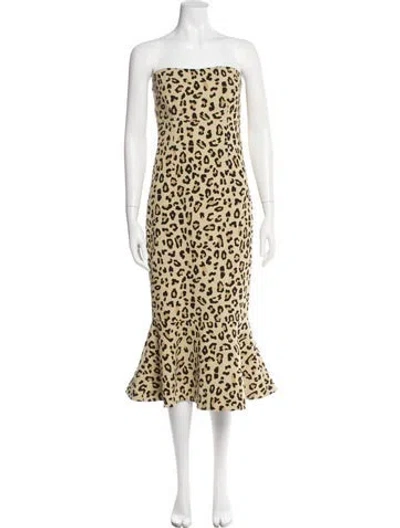 Pre-owned Cinq À Sept Animal Print Knee-length Dress In Neutral