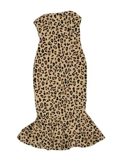 Pre-owned Cinq À Sept Animal Print Knee-length Dress In Neutral