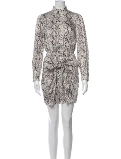 Pre-owned Cinq À Sept Animal Print Mini Dress In White