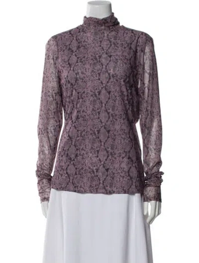 Pre-owned Cinq À Sept Animal Print Mock Neck Sweater In Multi