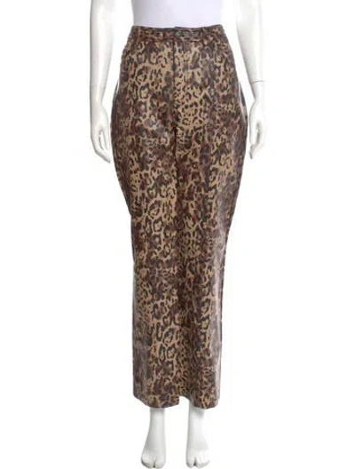 Pre-owned Cinq À Sept Animal Print Straight Leg Pants In Brown