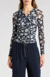 Cinq À Sept Aniya Floral Mesh Top In Multi