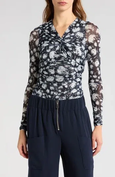 Cinq À Sept Aniya Floral Mesh Top In Multi