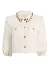 Cinq À Sept Ansey Embellished Puff-sleeve Jacket In White