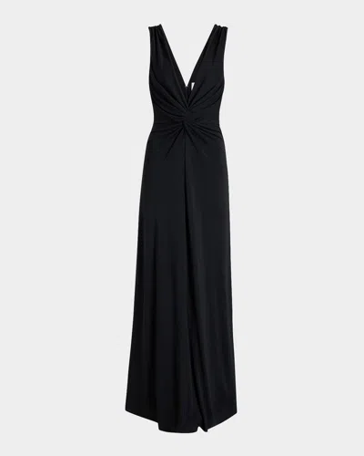 Cinq À Sept Ansey Sleeveless Twist-front Gown In Black