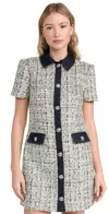 Cinq À Sept Anya Short-sleeve Boucle Mini Dress In Patina Multi