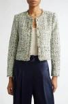Cinq À Sept Anya Christie Metallic Tweed Jacket In Green