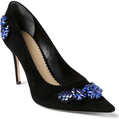 Cinq À Sept Appliqué Pointed Toe Pump In Blue