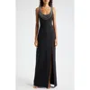 Cinq À Sept April Bead Detail Scoop Neck Gown In Black