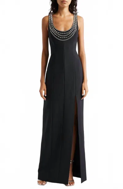 CINQ À SEPT APRIL GOWN IN BLACK/SILVER