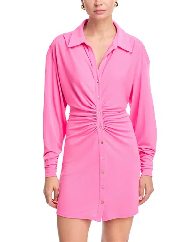 Cinq À Sept Arden Ruched Long Sleeve Shirtdress In Multi