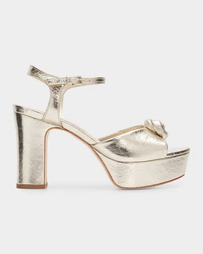 Cinq À Sept Arianna 100mm Leather Platform Sandals In Silver