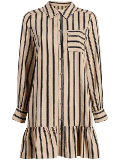 Cinq À Sept Women's Arlette Striped Mini Shirtdress In Khaki Black