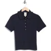 Cinq À Sept Aster Crystal Button Cotton Polo Shirt In Blue