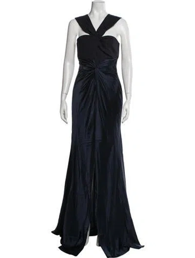 Pre-owned Cinq À Sept Asymmetrical Long Dress In Blue