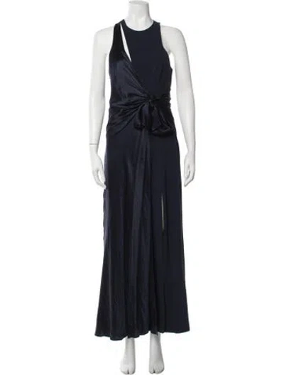 Pre-owned Cinq À Sept Asymmetrical Long Dress In Blue