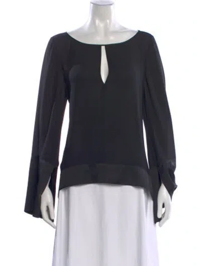 Pre-owned Cinq À Sept Asymmetrical Long Sleeve Blouse In Black