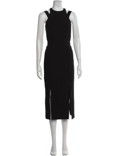 Pre-owned Cinq À Sept Asymmetrical Midi Length Dress In Black