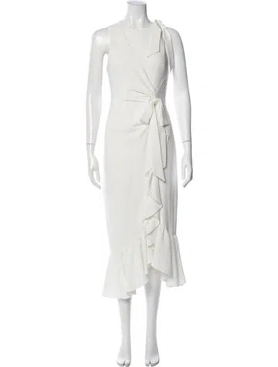 Pre-owned Cinq À Sept Asymmetrical Midi Length Dress In White
