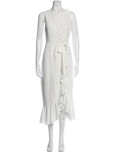 Pre-owned Cinq À Sept Asymmetrical Midi Length Dress In White