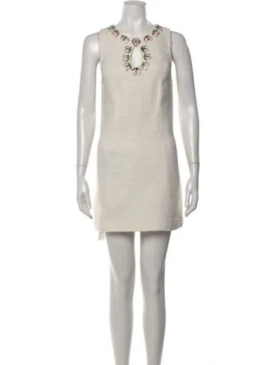 Pre-owned Cinq À Sept Asymmetrical Mini Dress In Neutral