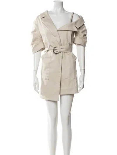 Pre-owned Cinq À Sept Asymmetrical Mini Dress In Neutral