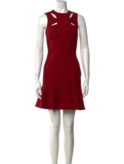 Pre-owned Cinq À Sept Asymmetrical Mini Dress In Red